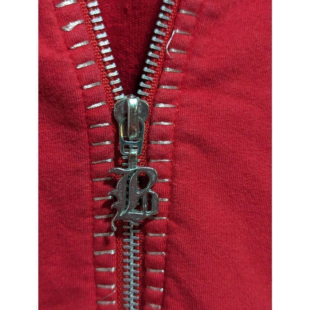 BCBGMaxazria Women's Red Cotton Zip Front Embellished Sweatshirt Jacket Large - Picture 4 of 8